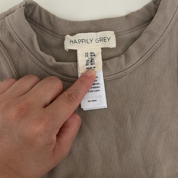 Happily Grey Neutral Taupe Ribbed Bodysuit Tank - Size Medium/Large - Picture 3 of 5